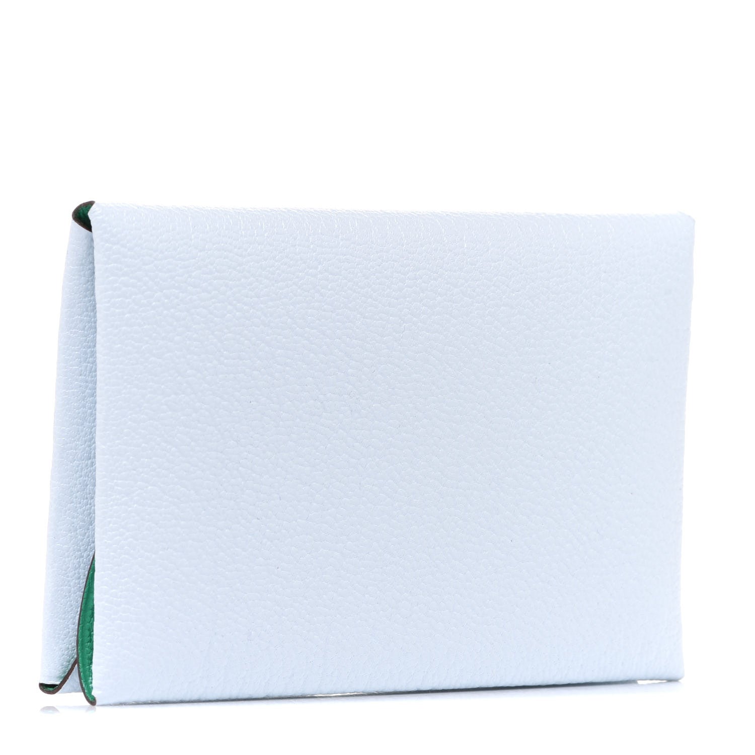 Hermes Chevre Mysore Verso Calvi Duo Card Case Bleu Brume Menthe 3 of 8