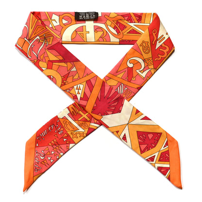 Hermes Silk Le Nombre D'Or Twilly Orange Corail Jaune D'or 1 of 6