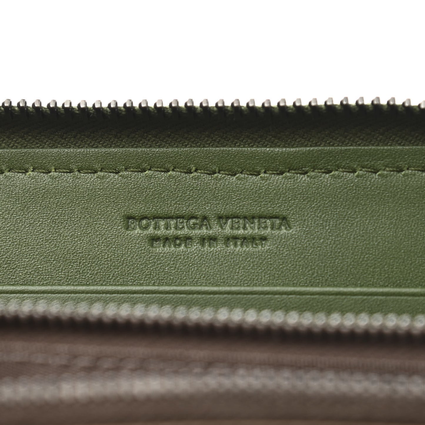 Nappa Intrecciato Zip Around Wallet Moss