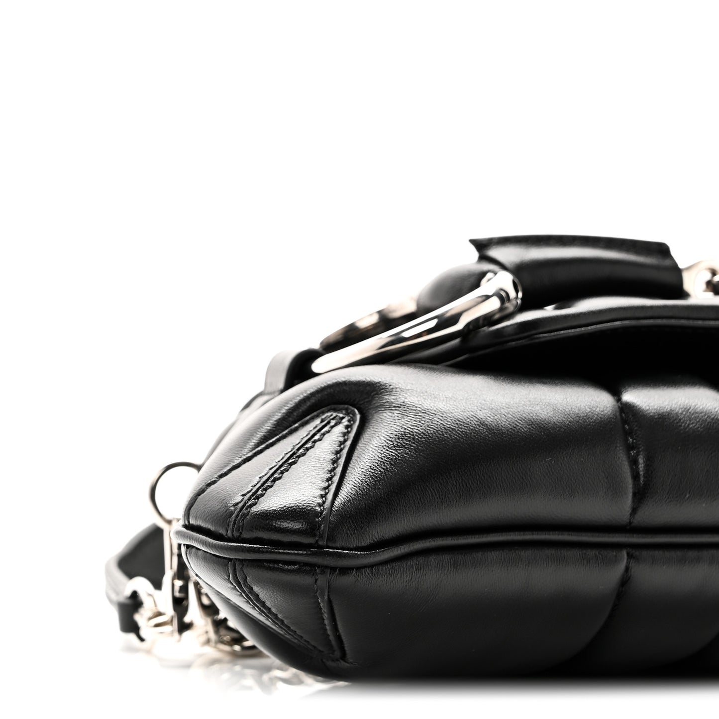 Nappa Vertical Matelasse Small Maxi Horsebit Chain Shoulder Bag Black