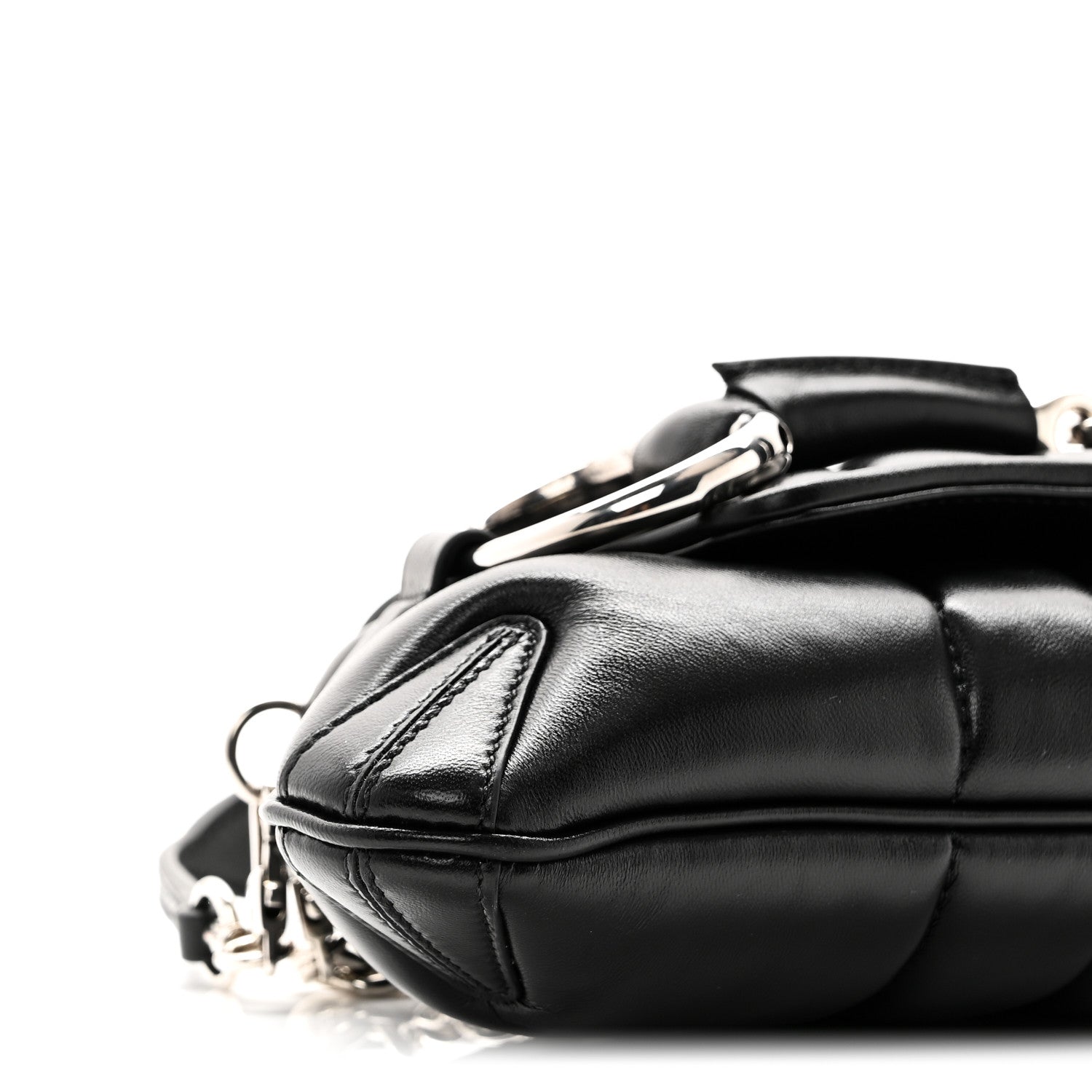 Gucci Nappa Vertical Matelasse Small Maxi Horsebit Chain Shoulder Bag Black 9 of 10