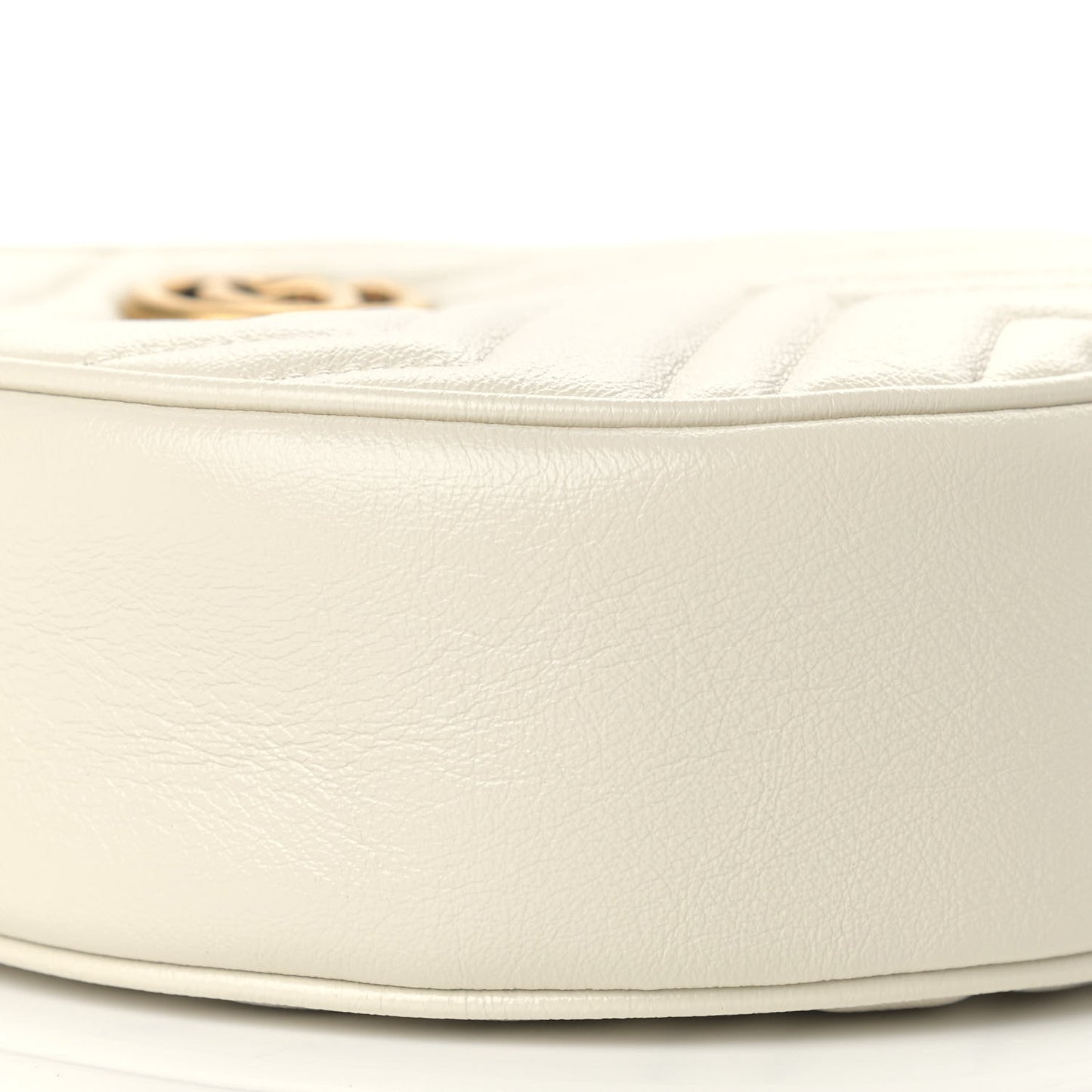 Calfskin Matelasse Mini GG Marmont Round Shoulder Bag White