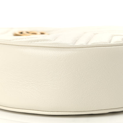 Gucci Calfskin Matelasse Mini GG Marmont Round Shoulder Bag White 8 of 9
