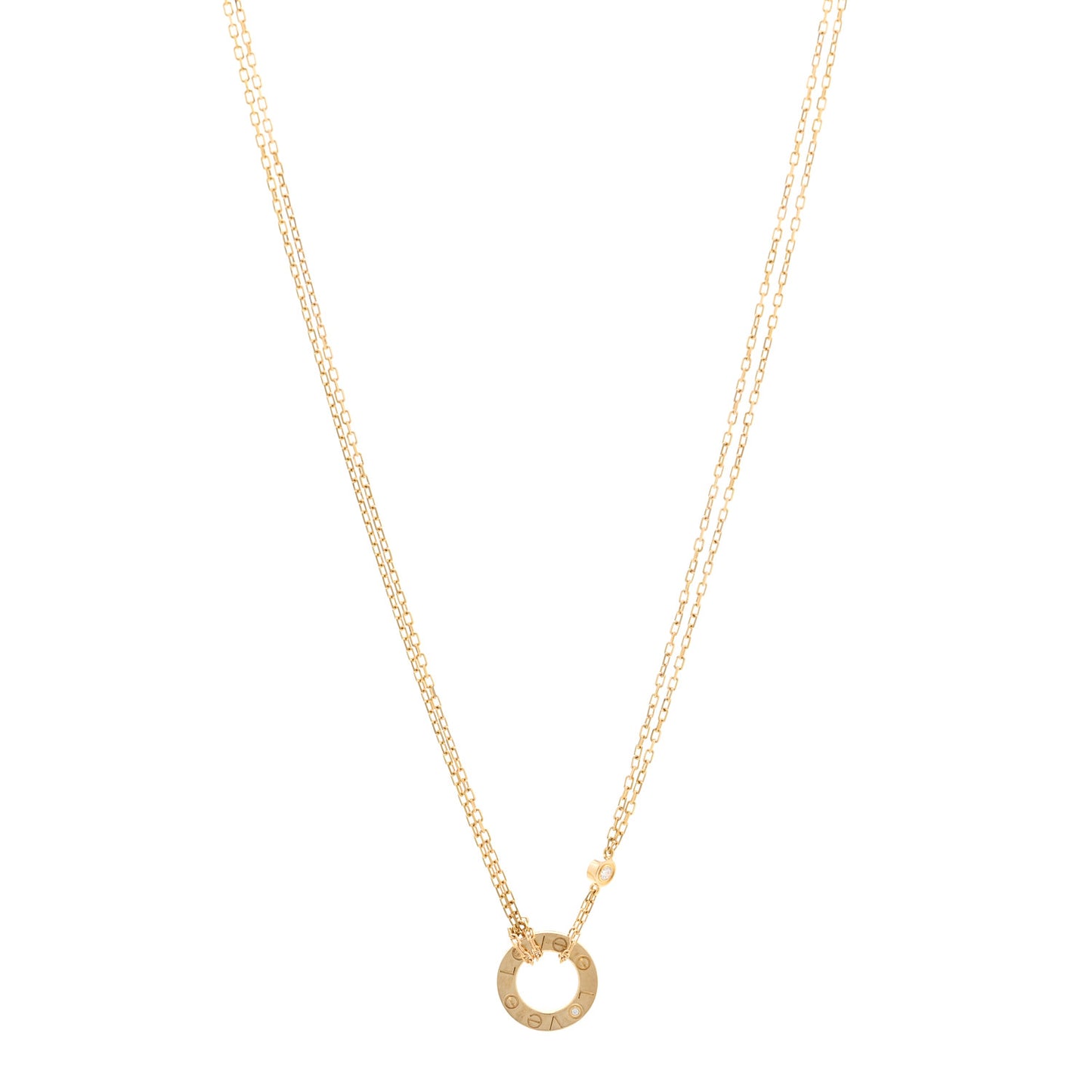 18K Yellow Gold 2 Diamond LOVE Necklace