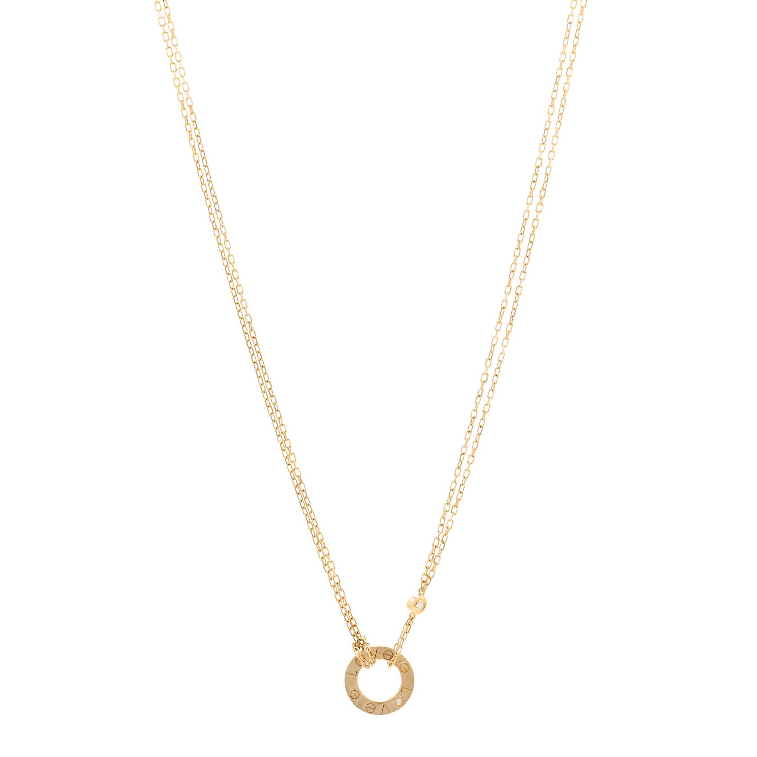 Cartier 18K Yellow Gold 2 Diamond LOVE Necklace 1 of 5