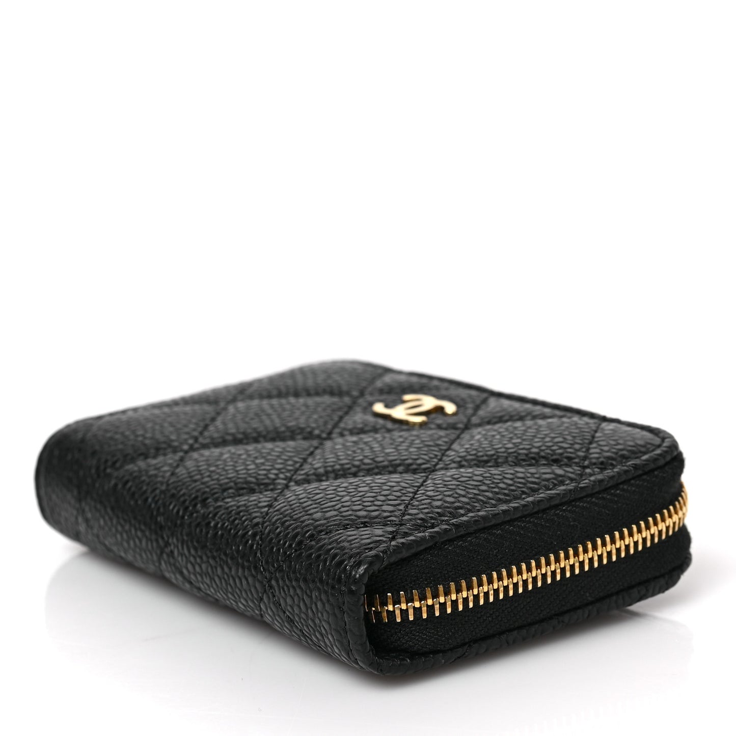 Caviar Quilted Zip Coin Purse Black