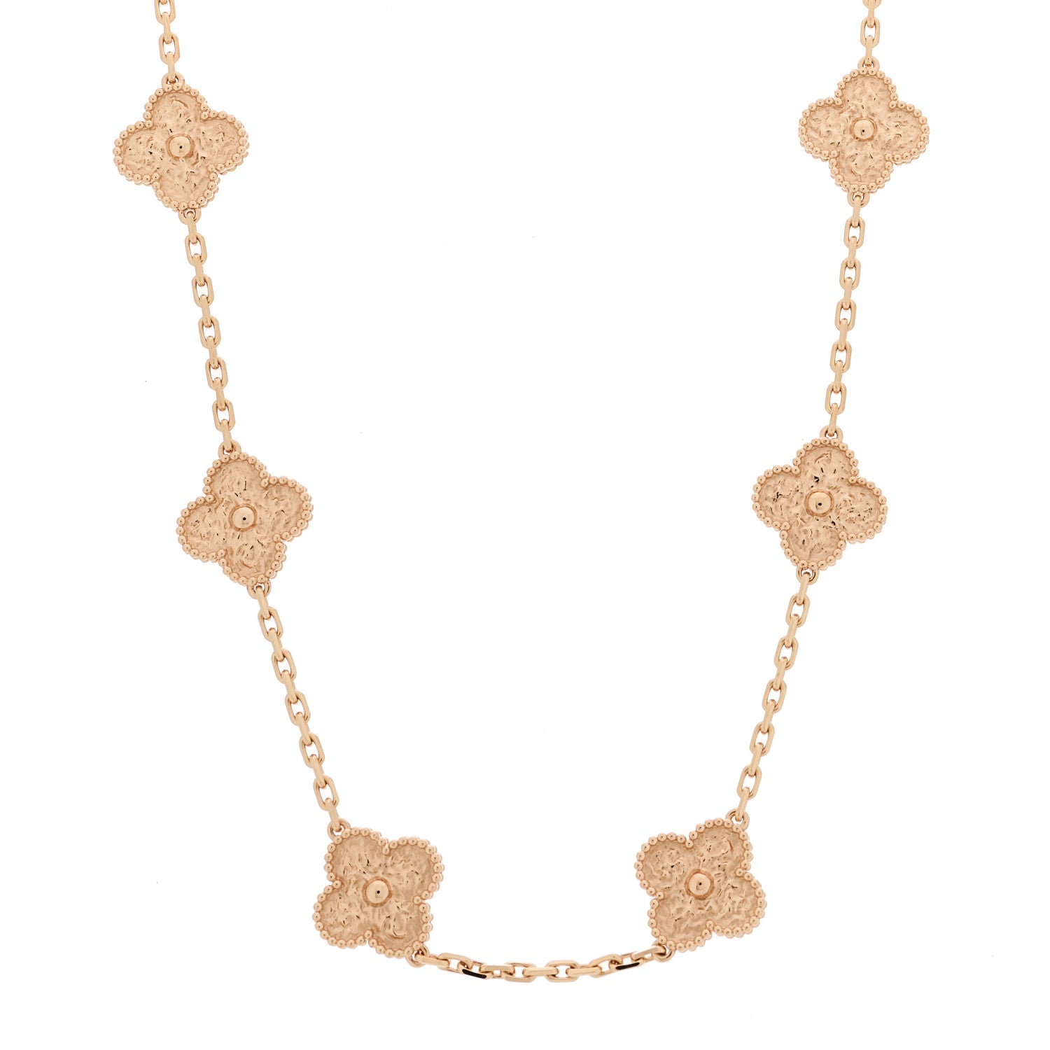 Van Cleef & Arpels 18K Rose Gold 10 Motifs Vintage Alhambra Necklace 1 of 6