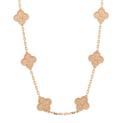 Van Cleef & Arpels 18K Rose Gold 10 Motifs Vintage Alhambra Necklace 1 of 6