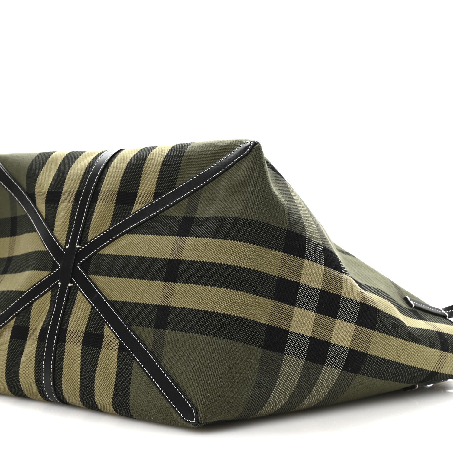 Burberry Check Canvas Medium Beach Tote Military Green 11 of 11