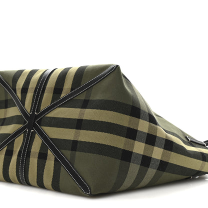 Burberry Check Canvas Medium Beach Tote Military Green 11 of 11