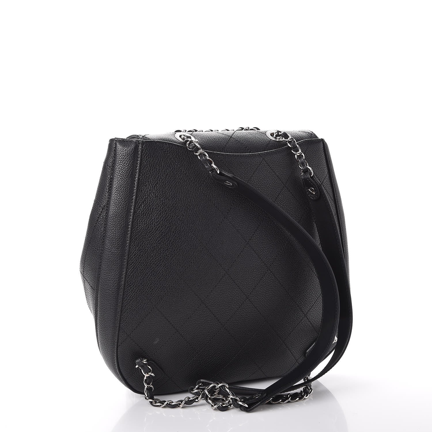 Chanel Grained Calfskin Stitched Flap Drawstring Backpack Black 3 of 8