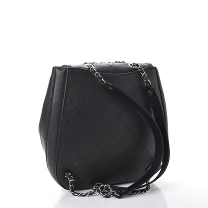 Chanel Grained Calfskin Stitched Flap Drawstring Backpack Black 3 of 8