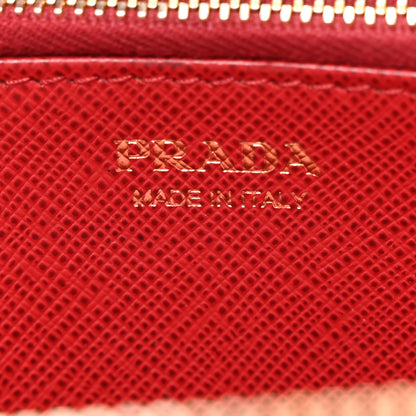 Prada Saffiano Metal Zip Around Wallet Fuoco 6 of 12