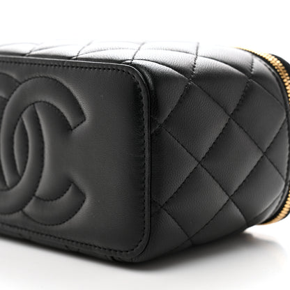 Chanel Lambskin Enamel Quilted Small Coco Hearts Vanity Case With Chain Black 10 of 11