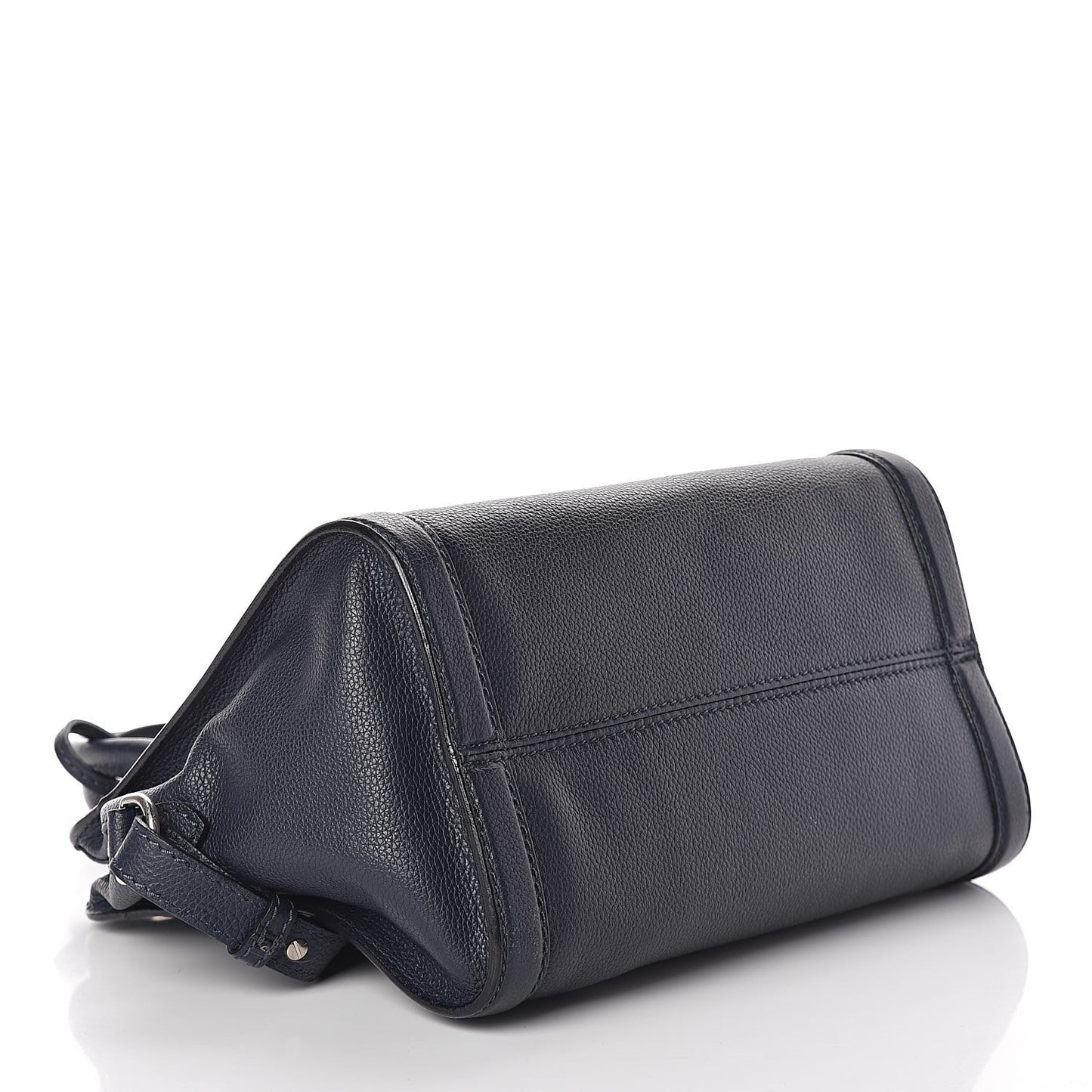 Pebbled Calfskin Small Skull Padlock Zip Around Tote Navy