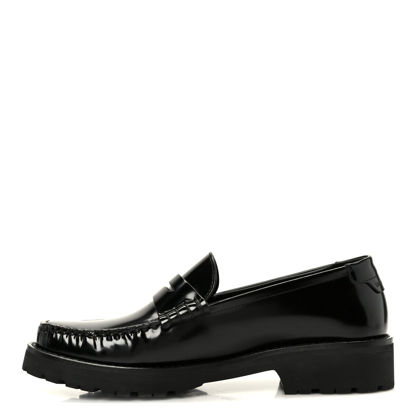 Glazed Calfskin Le Loafer 15 Penny Slippers 37 Black