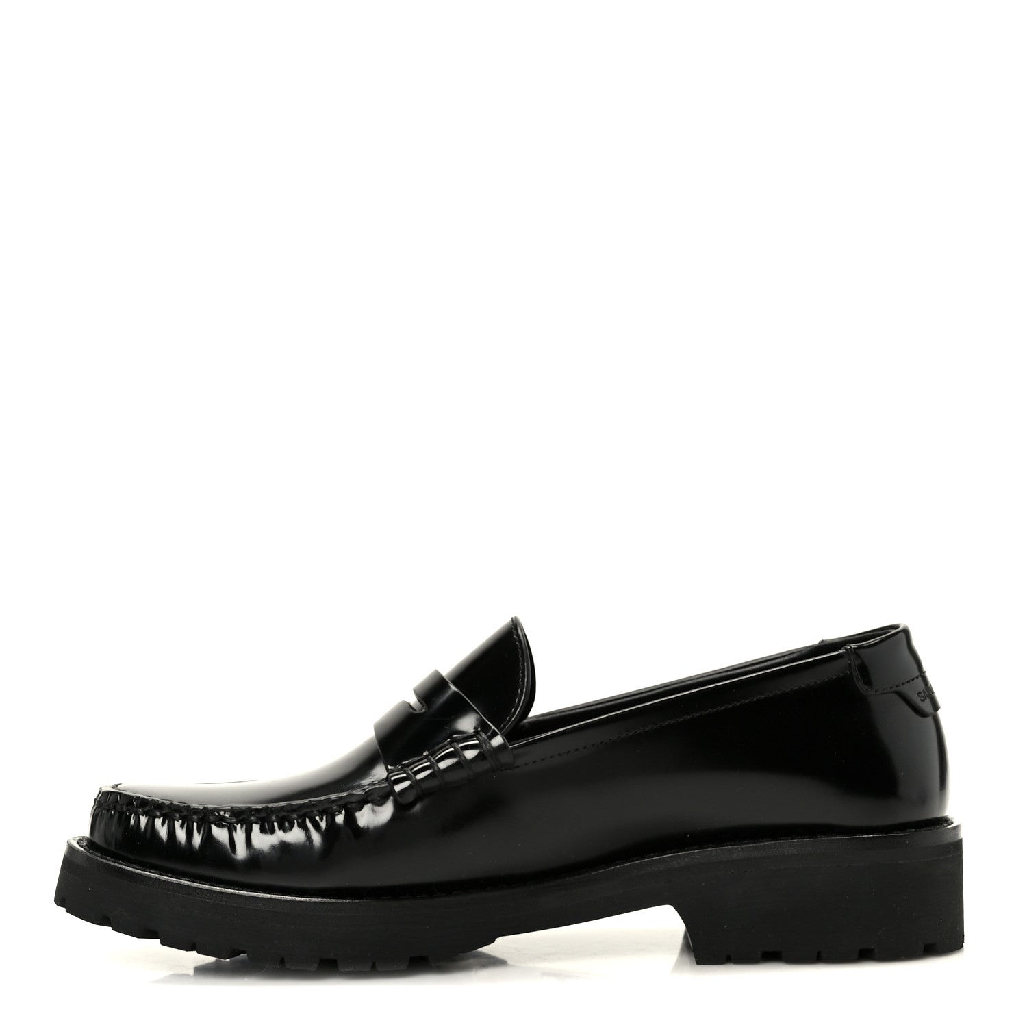 Saint Laurent Glazed Calfskin Le Loafer 15 Penny Slippers 37 Black 1 of 10