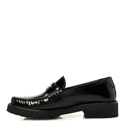 Saint Laurent Glazed Calfskin Le Loafer 15 Penny Slippers 37 Black 1 of 10