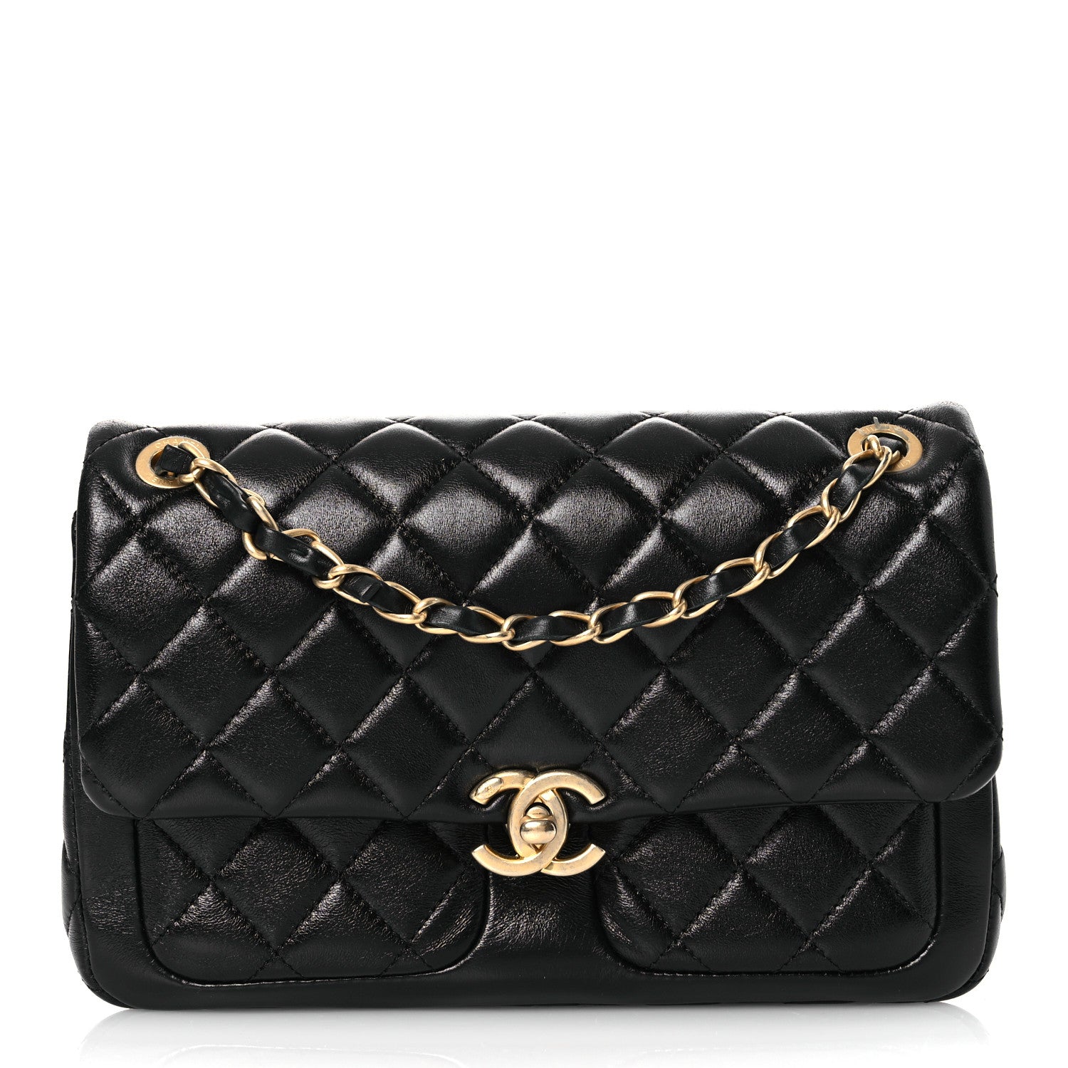 Chanel Shiny Lambskin Quilted Small Daily Friend Flap Black 1 of 14