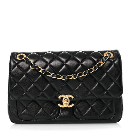 Chanel Shiny Lambskin Quilted Small Daily Friend Flap Black 1 of 14