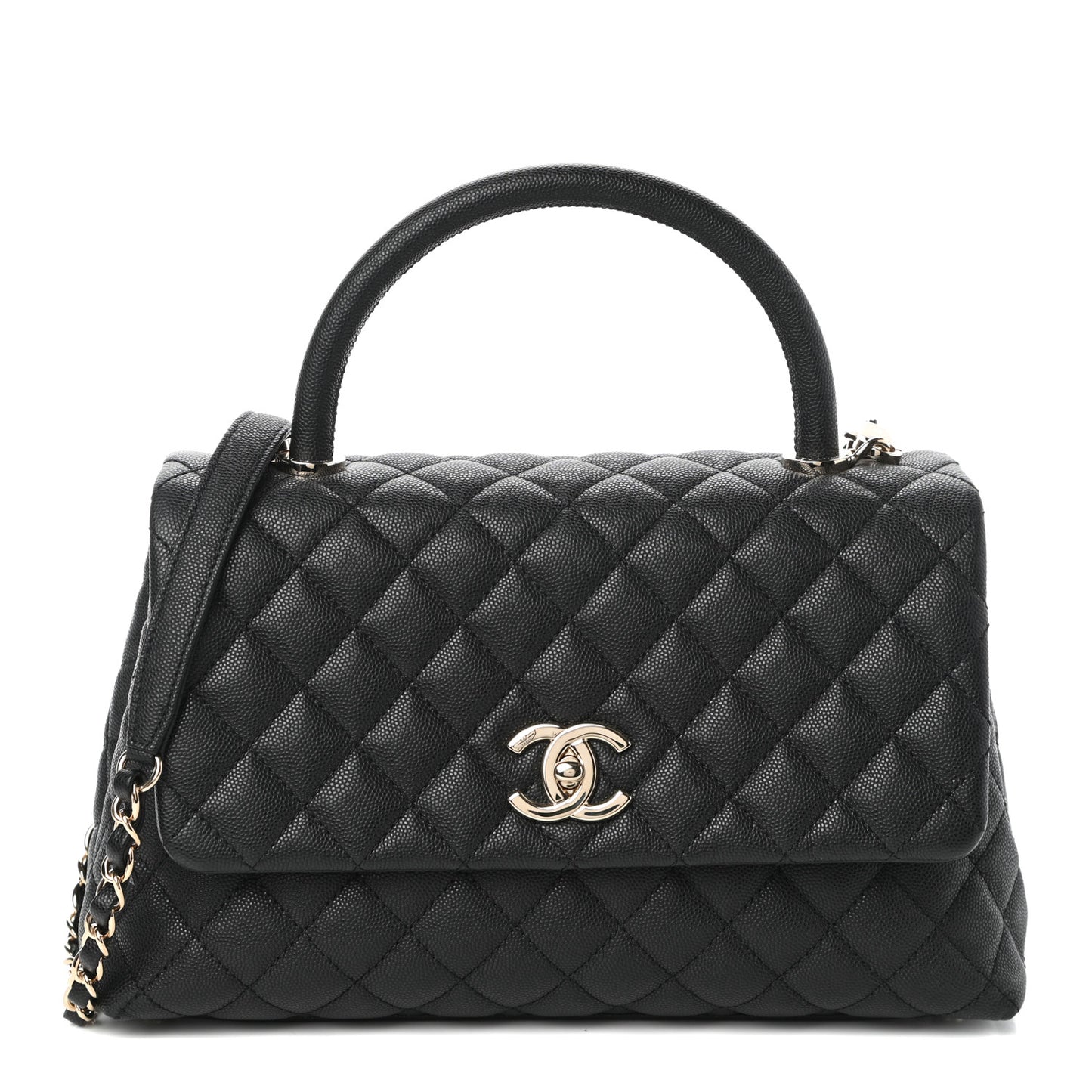 Caviar Quilted Small Coco Handle Flap Black