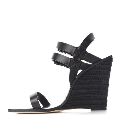 Saint Laurent Calfskin Espadrille Wedges 38 Black 1 of 10