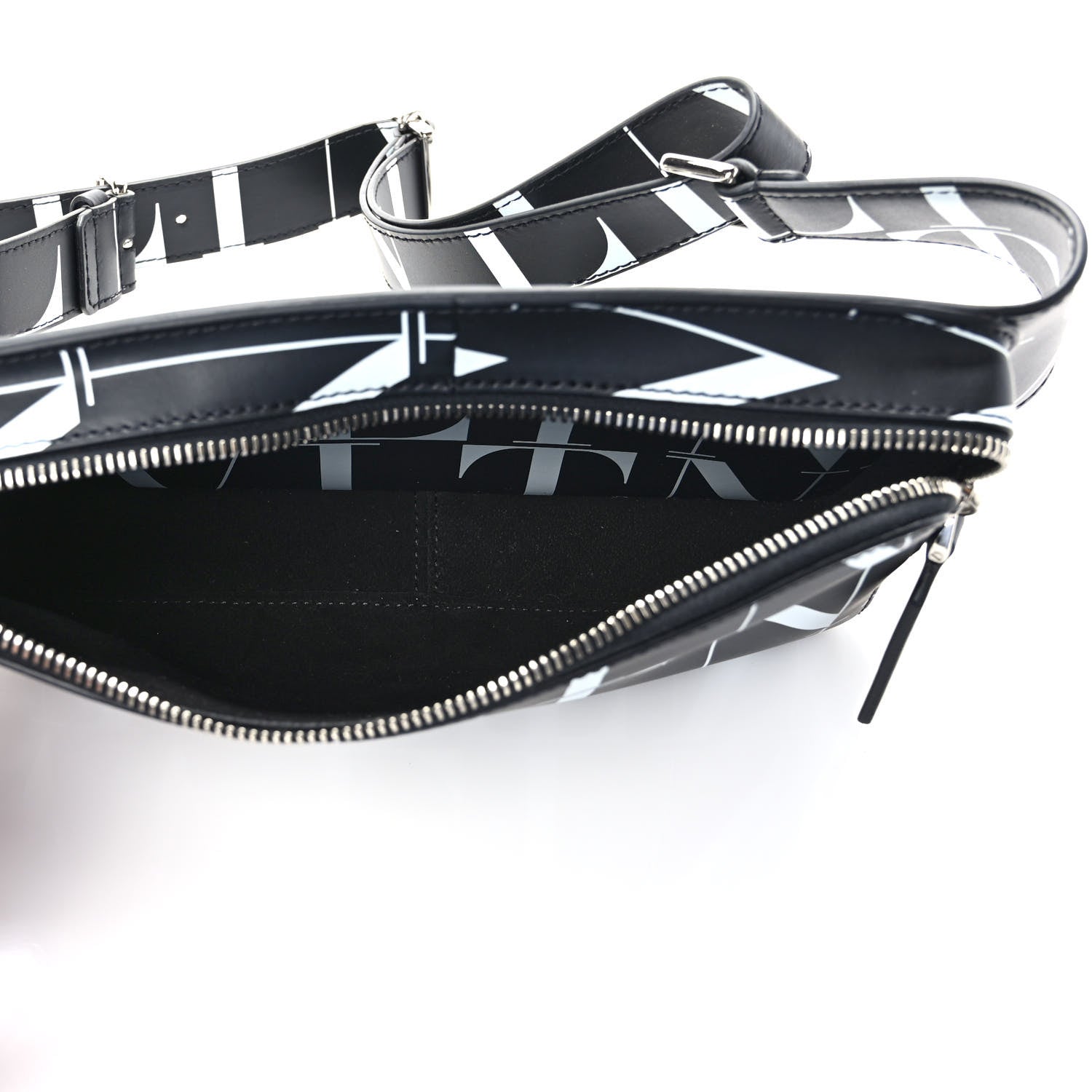 Valentino Garavani Calfskin Mens VLTN Belt Bag Black White 5 of 8