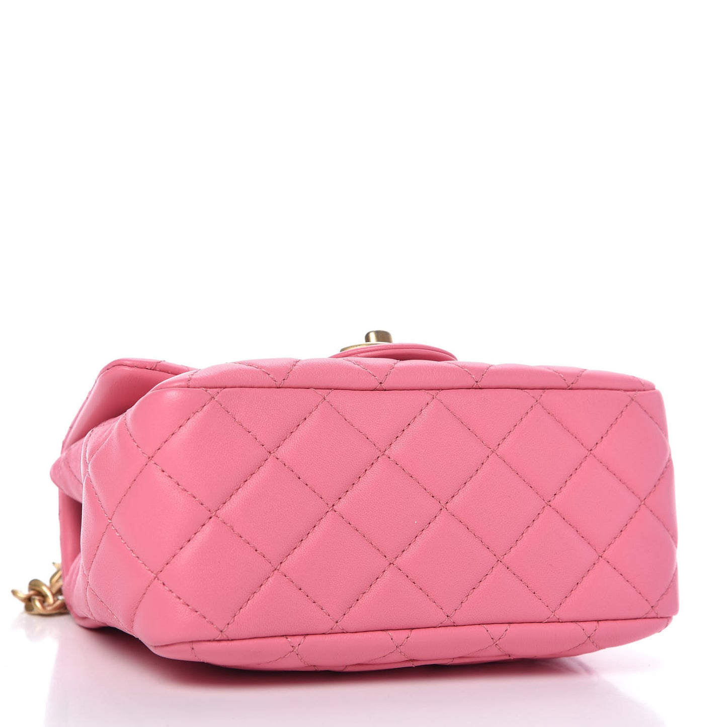 Lambskin Resin Quilted Mini Pearl Samba Square Flap Pink