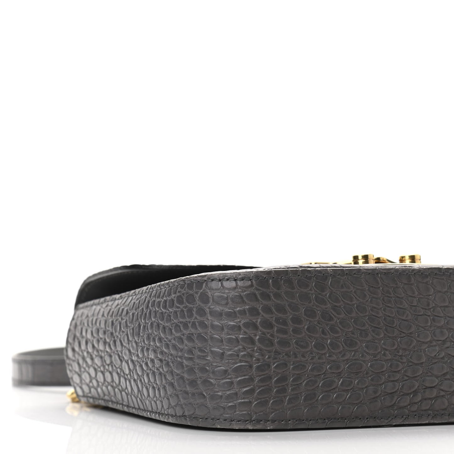 Crocodile Print Calfskin Top Handle Bag Mercurio