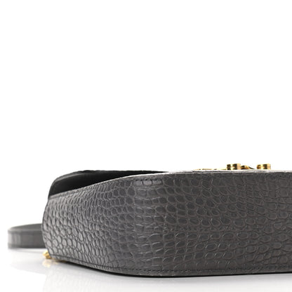 Miu Miu Crocodile Print Calfskin Top Handle Bag Mercurio 8 of 10