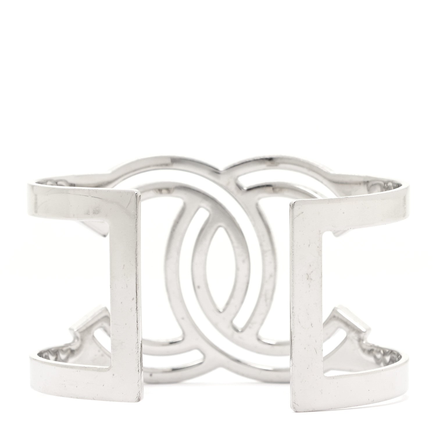 Chanel Metal Crystal CC Cuff Silver 3 of 5