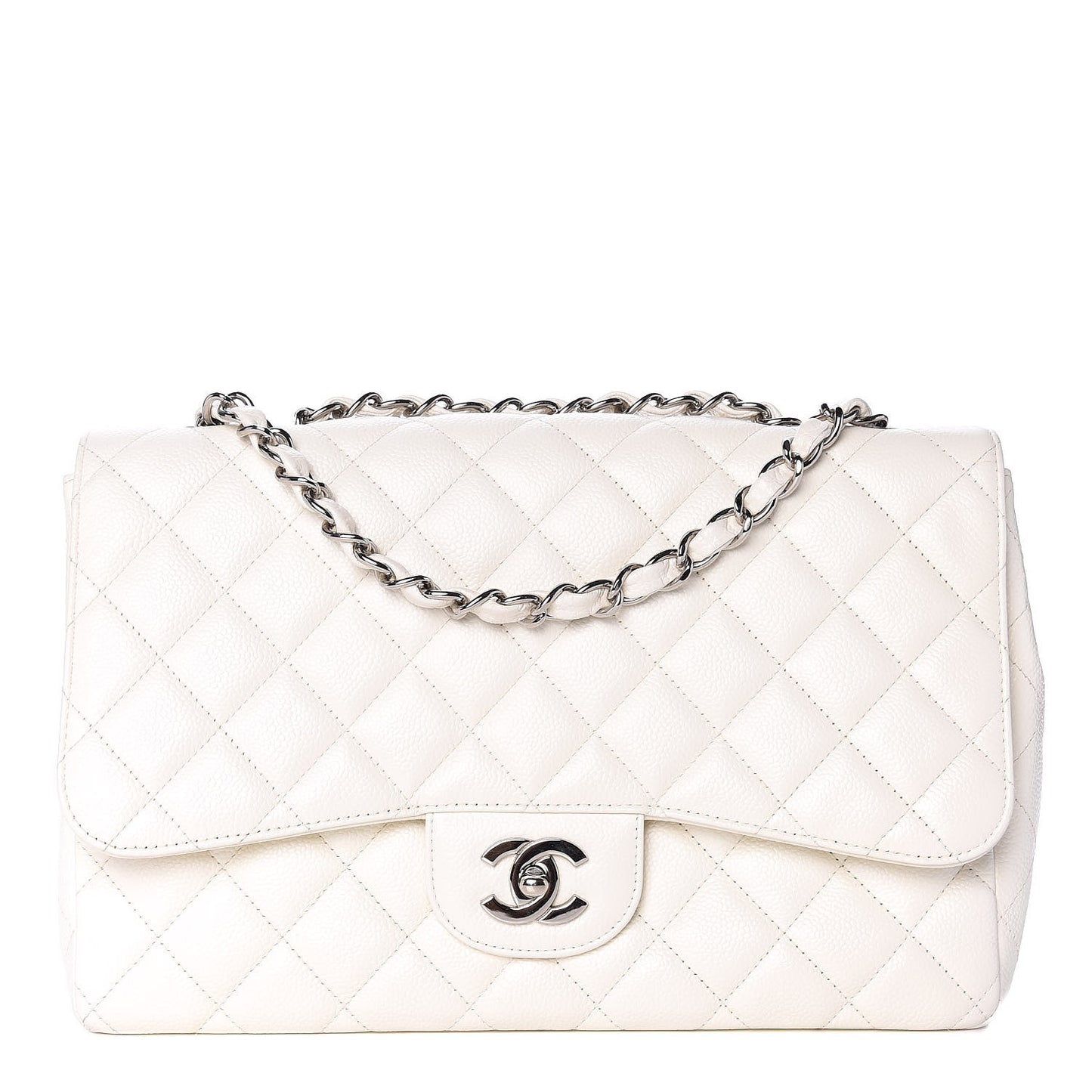 Caviar Quilted Jumbo Single Flap White