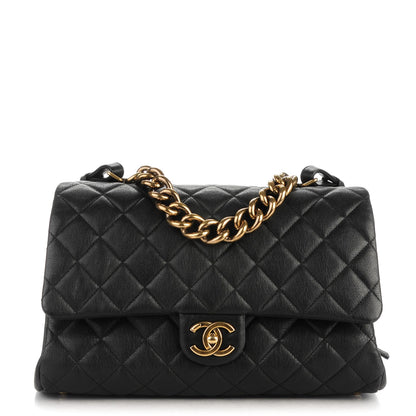 Chanel Shiny Sheepskin Quilted Large Trapezio Flap Black 1 of 11