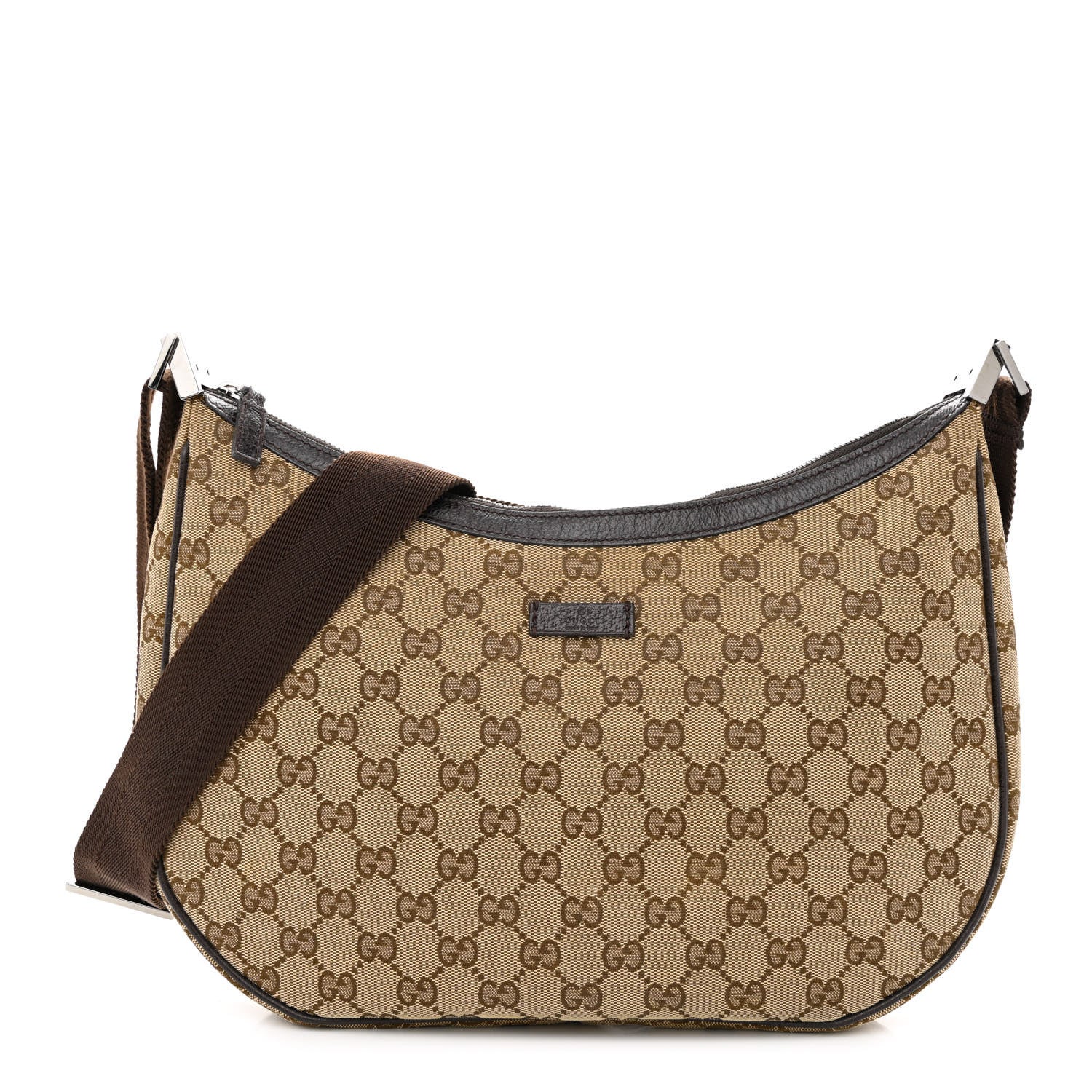 Gucci Monogram Medium Half Moon Hobo Dark Brown 1 of 11