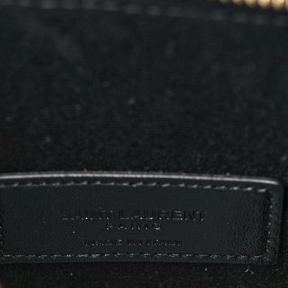 Saint Laurent Calfskin Crocodile Embossed Double Pouch On Chain Black 6 of 9