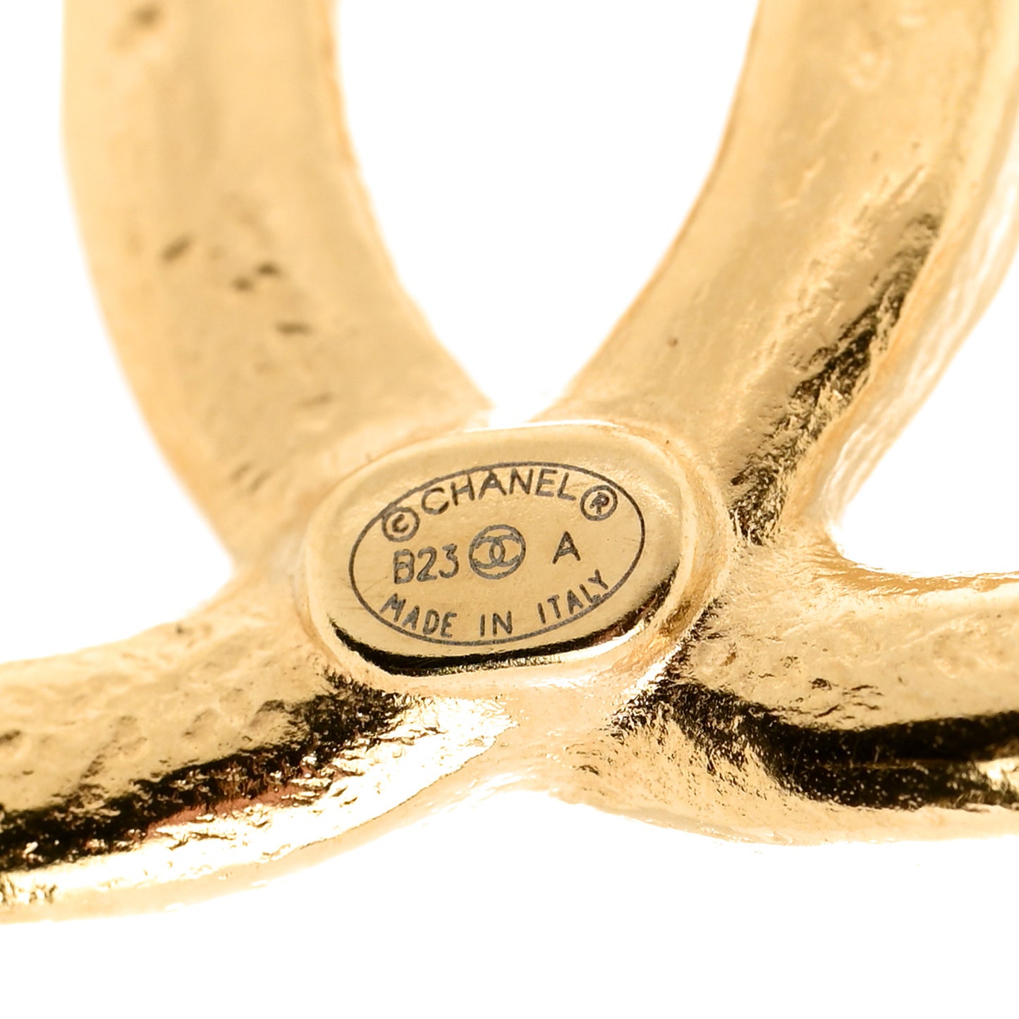 Metal Tweed Effect CC Earrings Gold