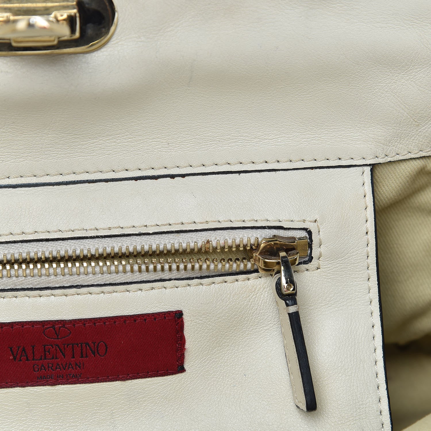 Valentino Garavani Vitello Small Rockstud Tote Ivory 19 of 35