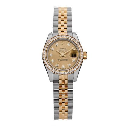 Rolex Stainless Steel 18K Yellow Gold Diamond 26mm Oyster Perpetual Datejust Watch Champagne 179383 1 of 5