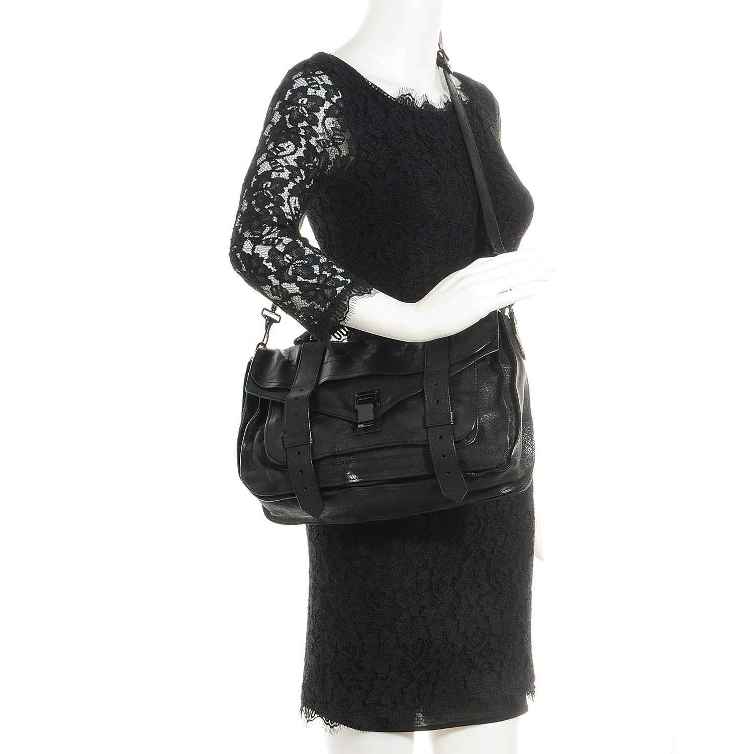 Proenza Schouler Lambskin PS1 Medium Satchel Black 2 of 12