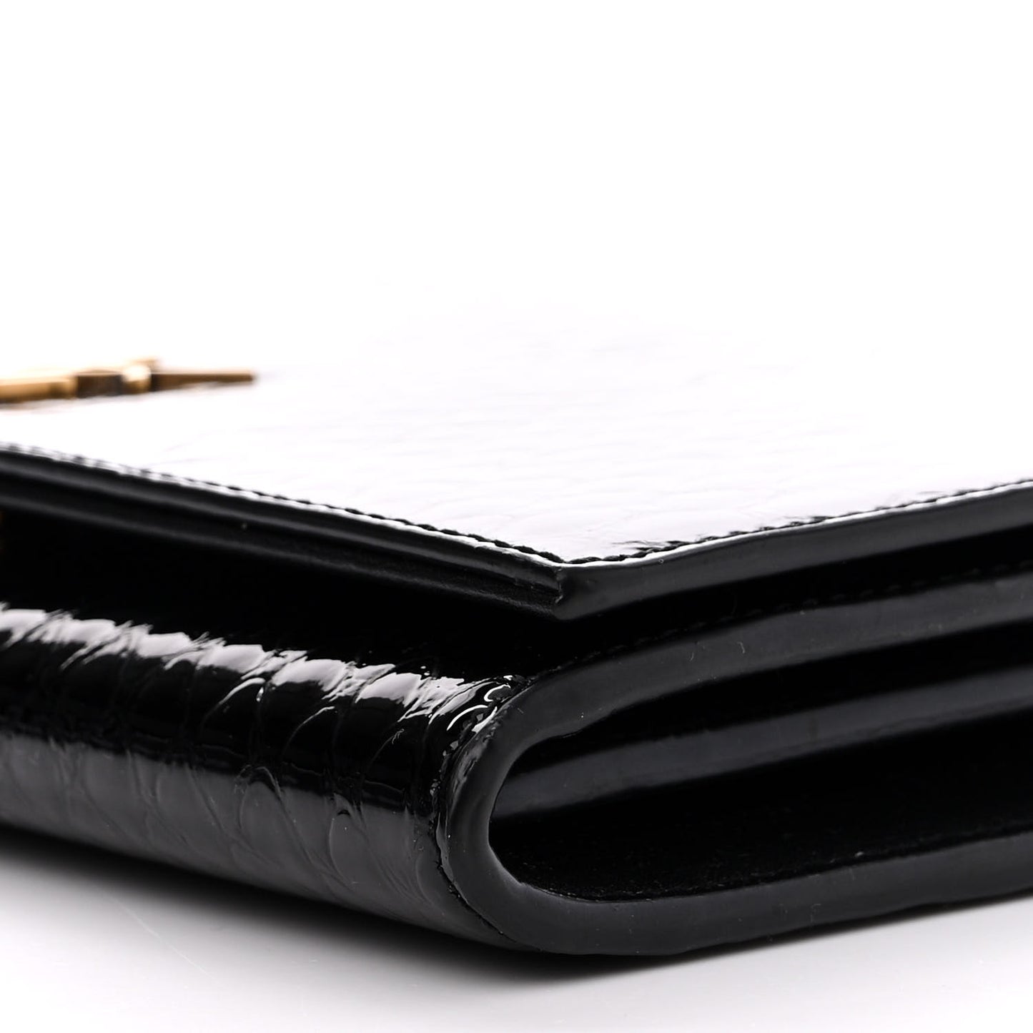 Embossed Monogram Chain Wallet Black