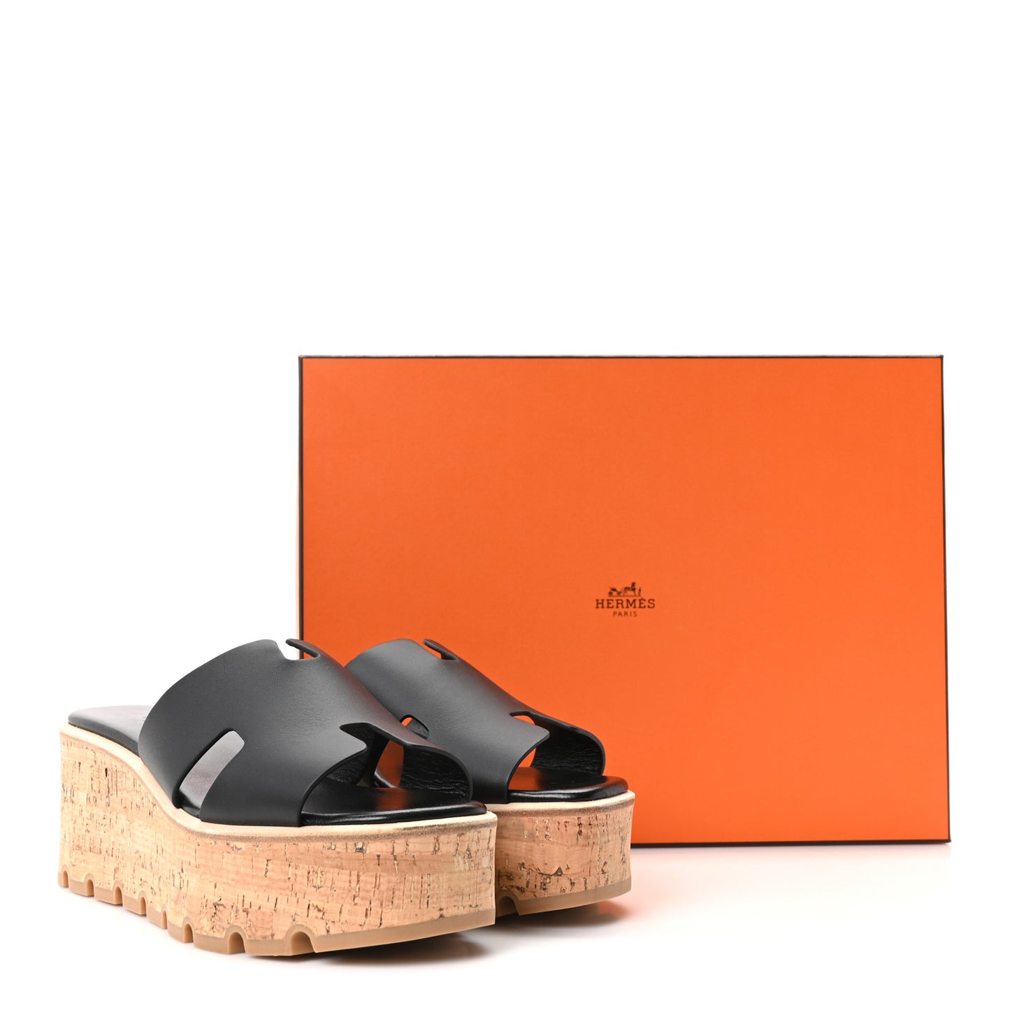 Calfskin Cork Eze 30 Sandals 38 Black