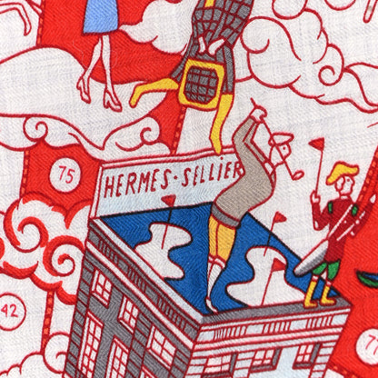 Hermes Cashmere Silk L'Epopee D'Hermes Shawl 140 Gris Chine Rouge Multicolor 2 of 11