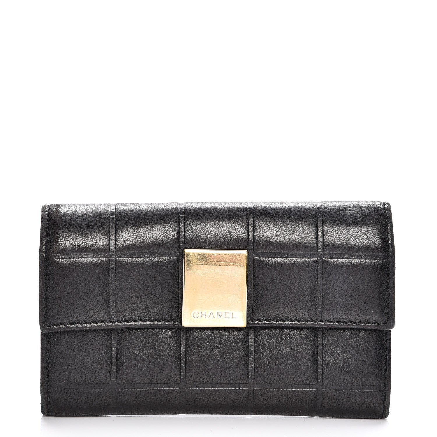 Chanel Lambskin Chocolate Bar Quilted Wallet Black 1 of 8