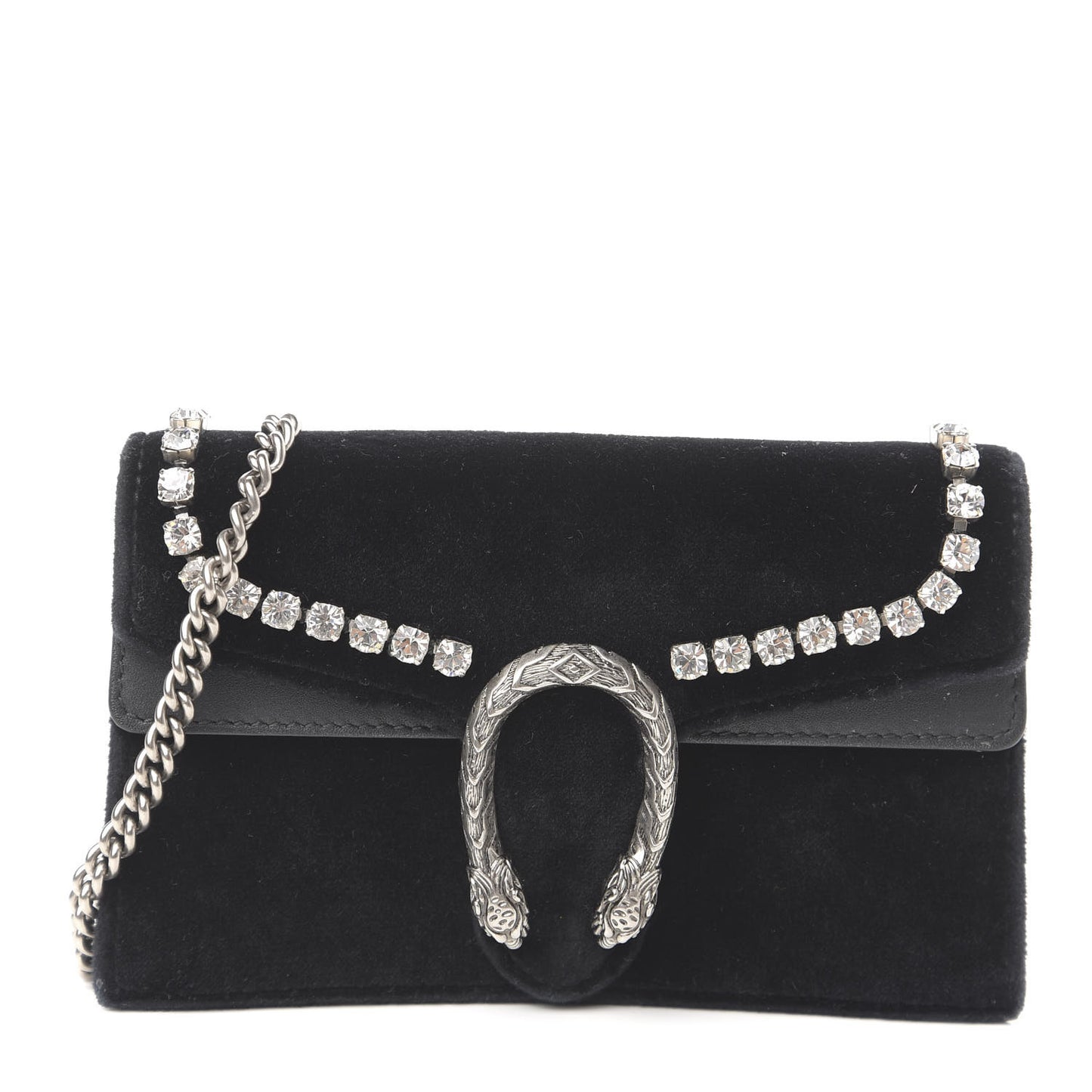 Velvet Crystal Super Mini Dionysus Shoulder Bag Black