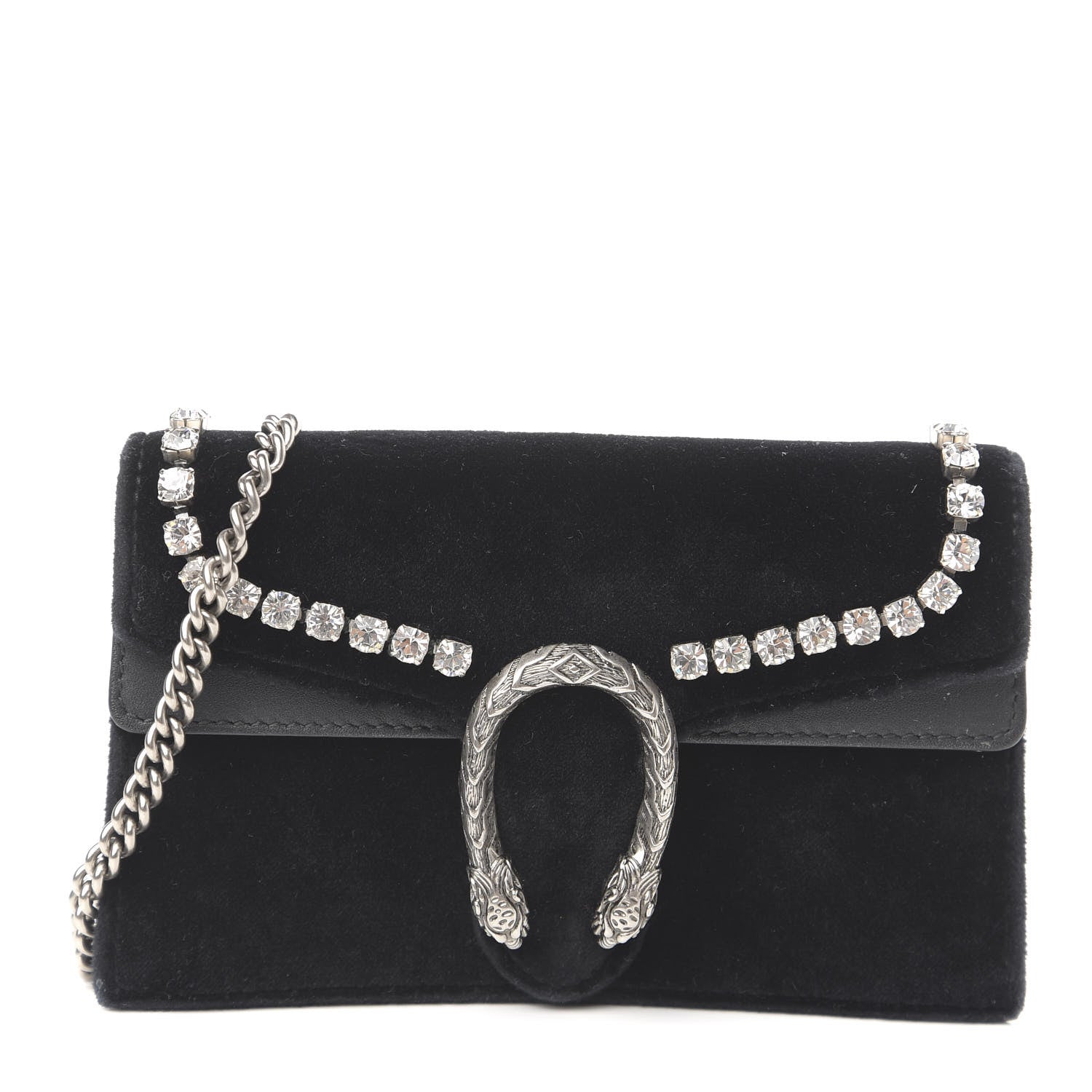 Gucci Velvet Crystal Super Mini Dionysus Shoulder Bag Black 1 of 12