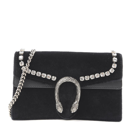 Gucci Velvet Crystal Super Mini Dionysus Shoulder Bag Black 1 of 12