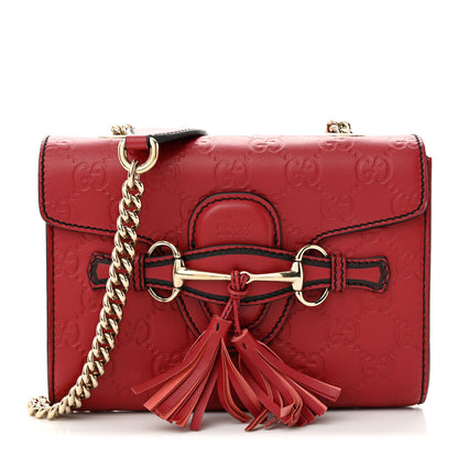 Gucci Guccissima Mini Emily Chain Shoulder Bag Red 1 of 11
