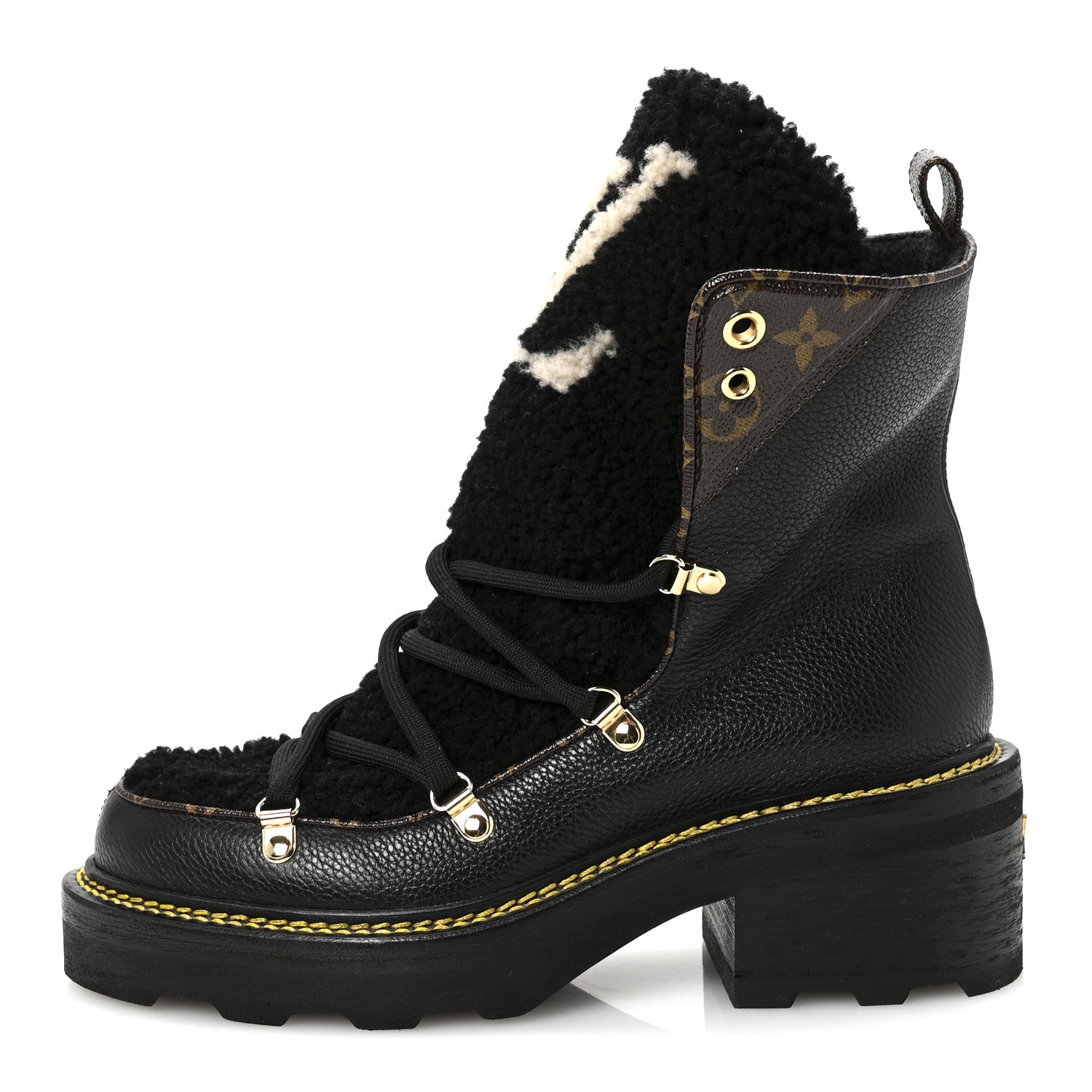 Louis Vuitton Grained Calfskin Shearling LV Beaubourg Ankle Boots 38.5 Black 1 of 9