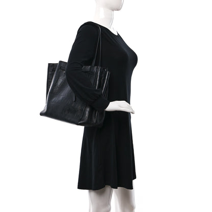 Celine Crocodile Embossed Calfskin Medium Belt Cabas Phantom Black 2 of 12