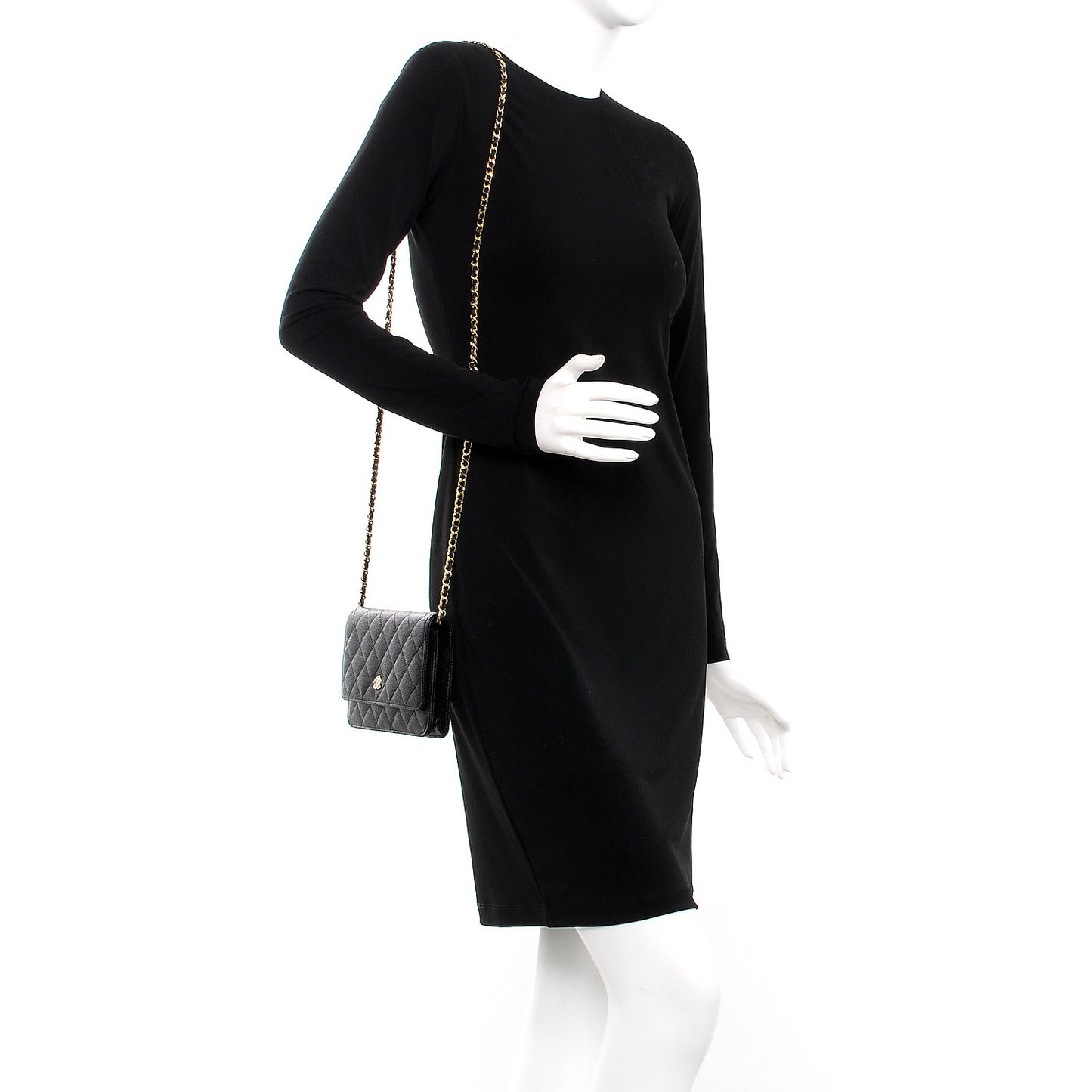 Caviar Quilted Wallet On Chain WOC Black